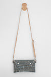 Wallet Crossbody Teal Gray Silver Dyed Cork